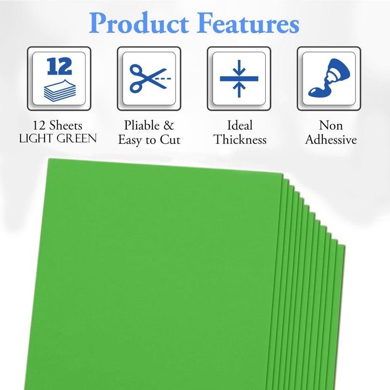 Ader Products Light Green Eva Foam Sheets, 2mm Thick, 6 x 9 Inch, Handicraft Foam Paper for Arts and Crafts, by Ader Products - 12 Sheets - Image 2